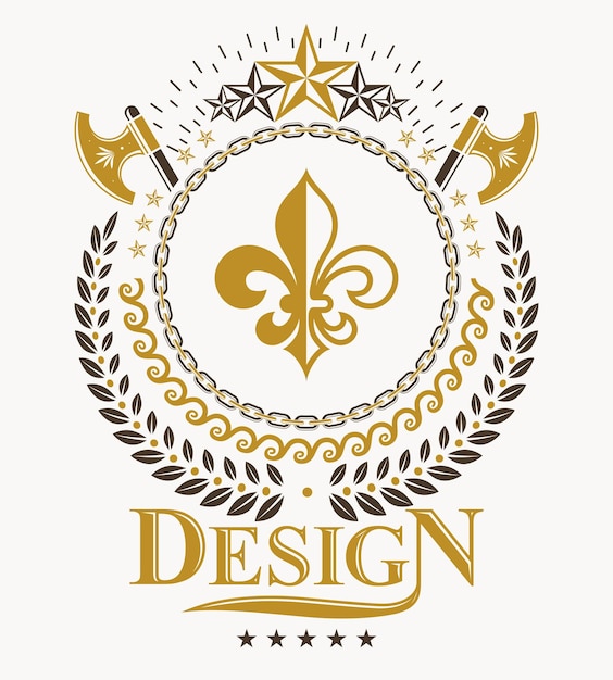 Винтажный дизайн награды, винтажный геральдический герб. Векторная эмблема.