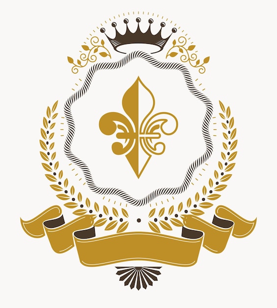 Vintage award design, vintage heraldisch wapenschild. Vector embleem.