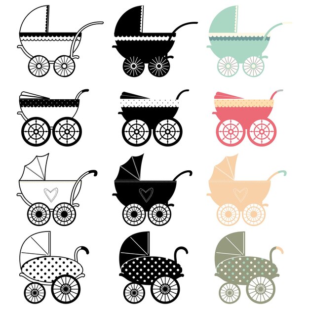 Vector vintage baby carriage