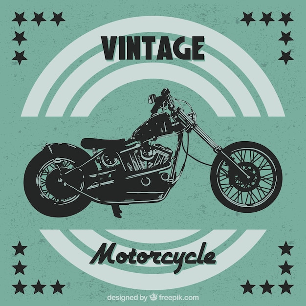 Vector vintage background of motorcycle with stars