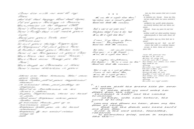Vector vintage background of poems poetry or handwritten couplets written in ink