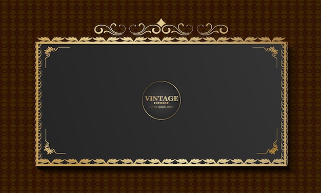 vintage background with gold patterned ornament frame, vector illustration