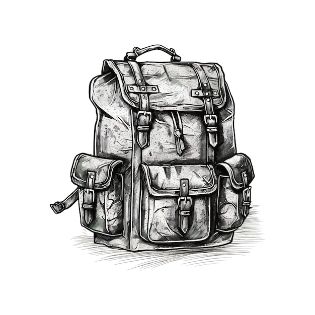 Premium Vector | Vintage backpack sketch hand drawn vector illustration ...