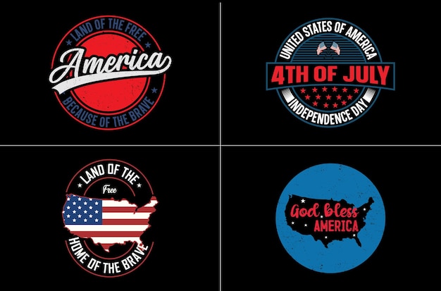 Vintage badge 4th of july vector set