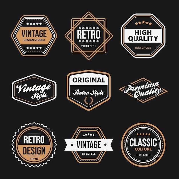 vintage badge collection vector set