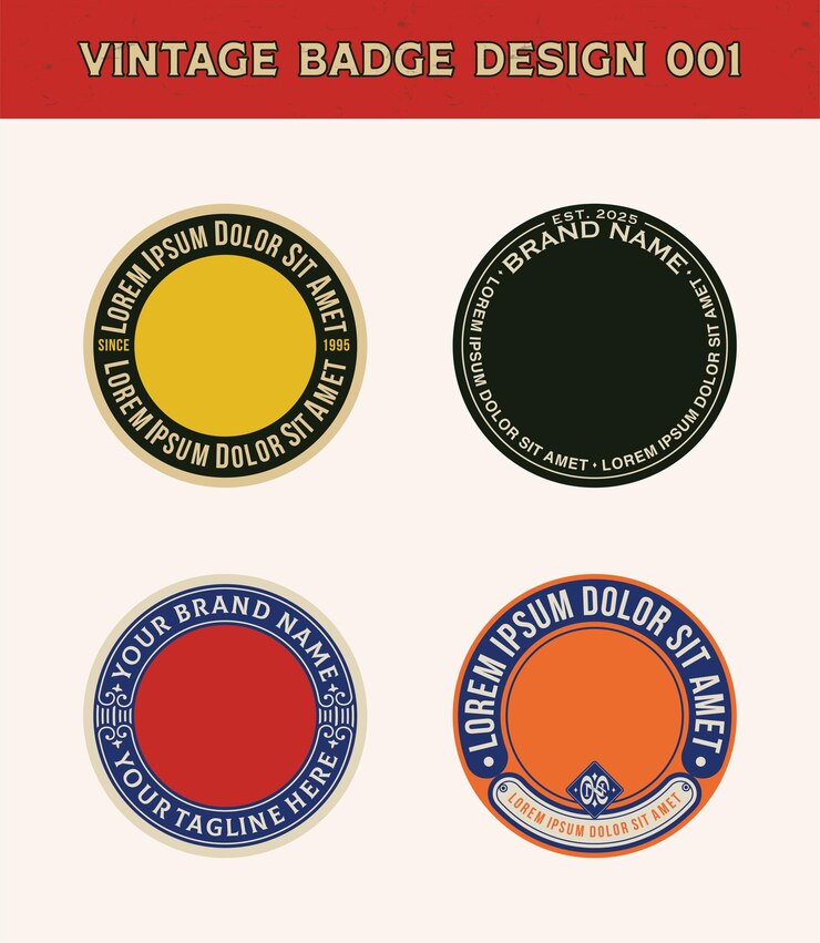 Vector vintage badge logo design template with the text editable for clothing and apparel