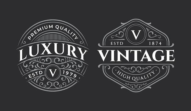 Logo distintivo vintage con ornamento floreale