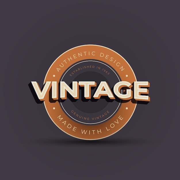 Vettore logotipo vintage distintivo e modello di etichetta con effetto stile testo