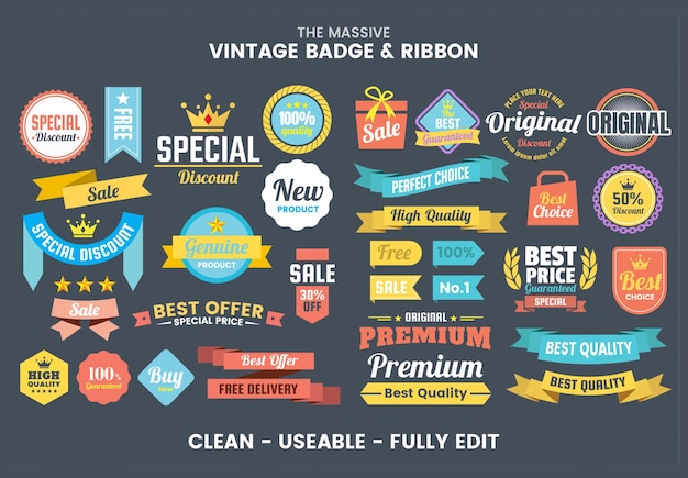 Vector vintage badge ribbon