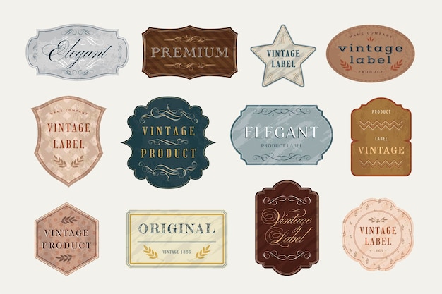 Vector vintage badge sjablonen scrapbook label met sierlijke frames elegante ouderwetse embleem ontwerp vector set plakboek label en badge illustratie