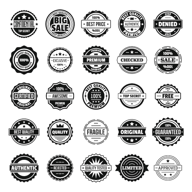 Vintage badges and labels stamp icons set