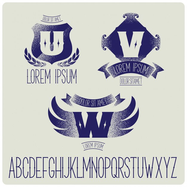 Vintage badges templates with alphabet set