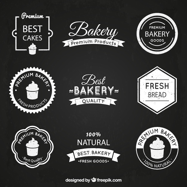 Vintage bakery logos in flat style