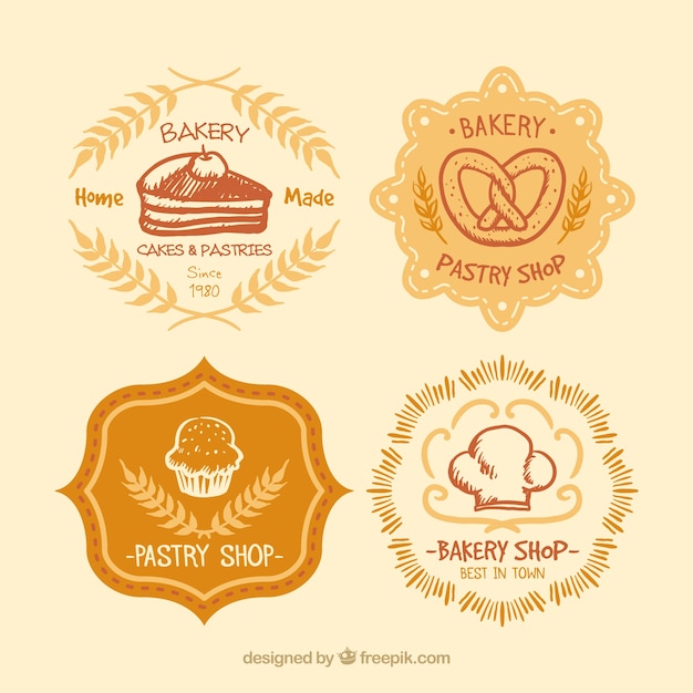 Vector vintage bakkerij badges pak