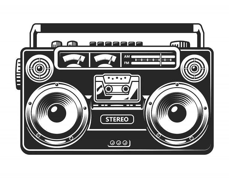 Vector vintage bandrecorder of boombox concept