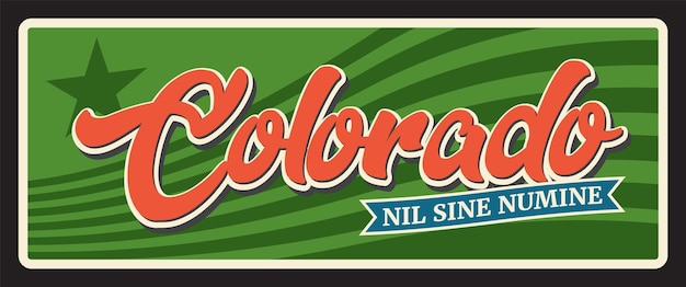 Vector vintage banner of colorado retro travel plate