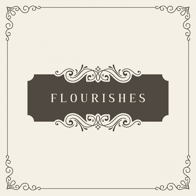 Vintage banner. flourishes frame. ornamental greeting card  template.