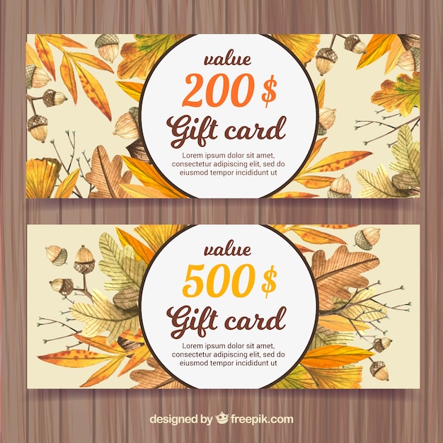 Vector vintage banners of watercolor leaves