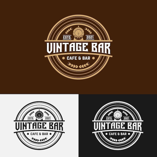 Vintage Bar Cafe Stamp Label Logo Design Template