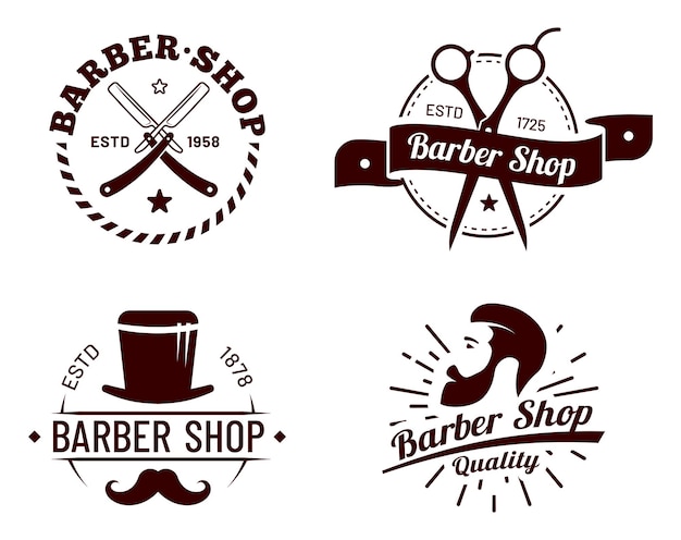 Vintage barber badges set for fashion hairstyle