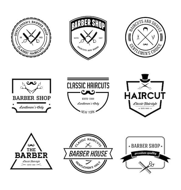 Vintage barber shop badges