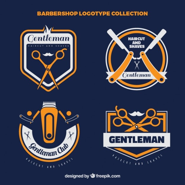 Vector vintage barber shop logo collection