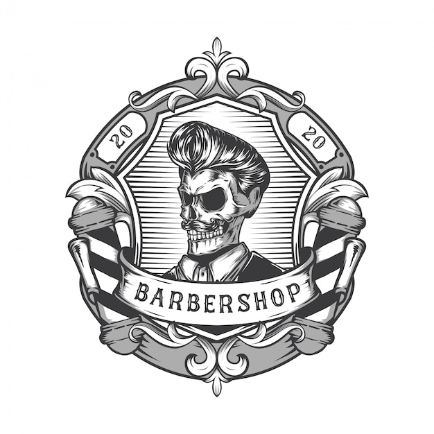 Design del logo del negozio di barbiere vintage