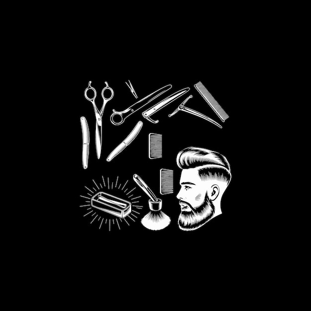 Vintage barbershop gereedschap en mans portret