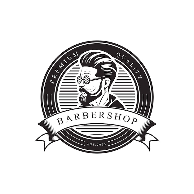Винтажный дизайн логотипа этикетки для парикмахерской для вашего бизнеса