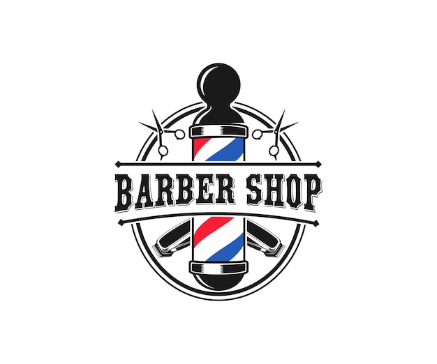 Barber shop vintage logo design Royalty Free Vector Image