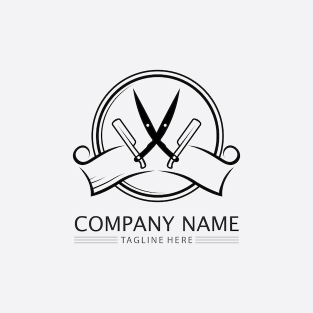 Vintage barbershop logo and design emblems labels badges logos background illustration