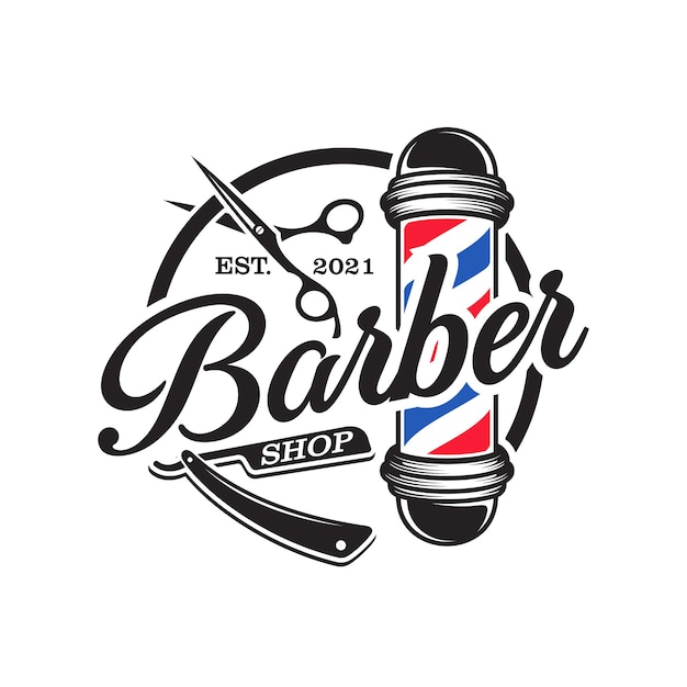 Vettore modello di logo barbershop vintage