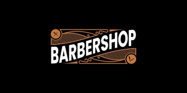 Vintage barbershop with typography logo design.