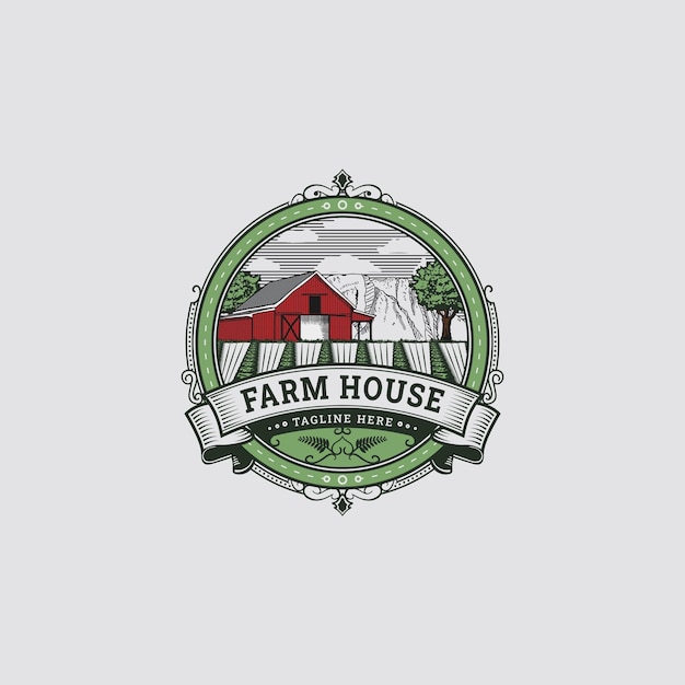 Vector vintage barn badge logo design inspiration