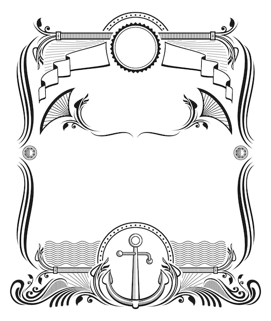 Винтажная рамка в стиле барокко с морским якорем декоративная рамка