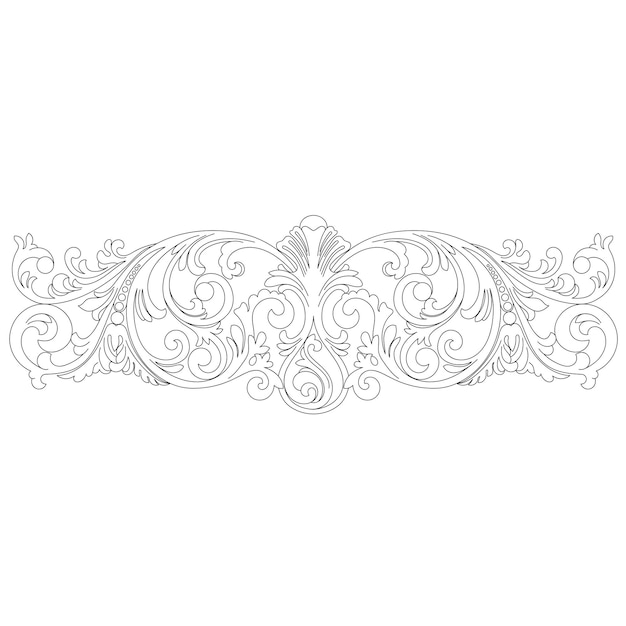 Vector vintage baroque frame scroll ornament engraving border floral retro pattern antique style