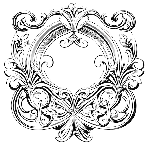 Вектор Винтажная барокко роскошная рама гравюра свиток орнамент вектор контурные линии черно-белый вектор