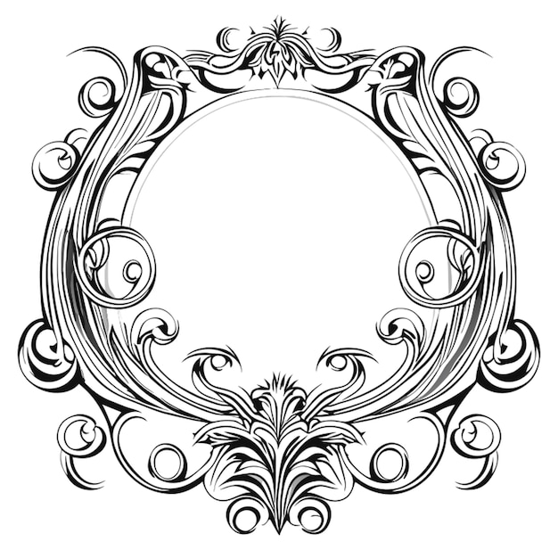 vintage baroque luxury frame engraving scroll ornament vector outline lines black and white vector
