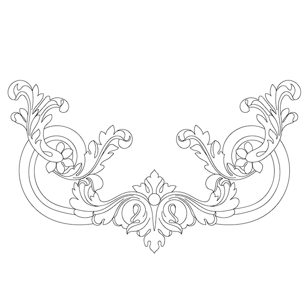 Vintage baroque scroll ornament engraving border floral retro pattern in antique style. vector.