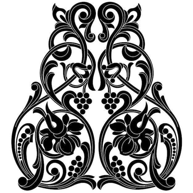 Vintage baroque scroll ornament engraving border floral retro pattern in antique style. Vector.