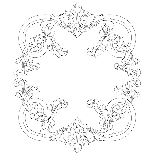 Vintage baroque scroll ornament engraving border floral retro pattern in antique style. Vector.