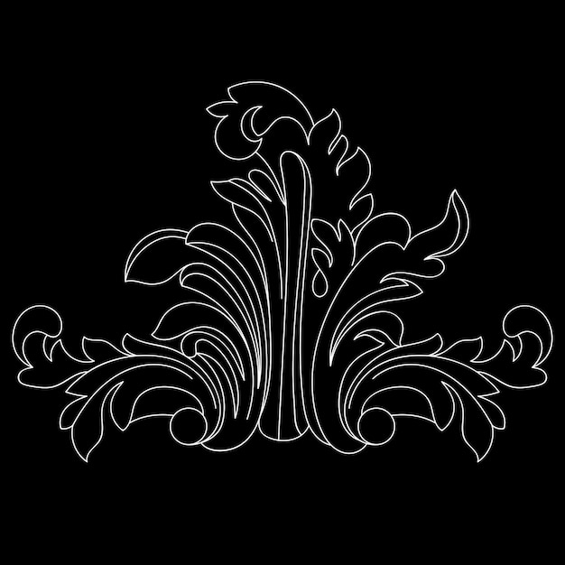 アンティーク スタイルのビンテージ バロック スクロール飾り彫刻ボーダー花柄レトロ パターン