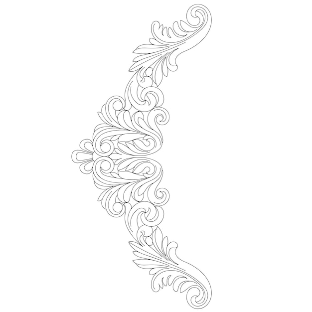 Vector vintage baroque scroll ornament engraving border floral retro pattern in antique style