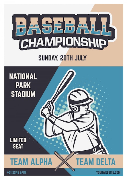 Vector vintage baseball flyer template