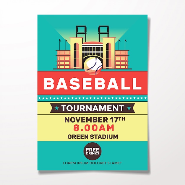 Vector vintage baseball flyer template