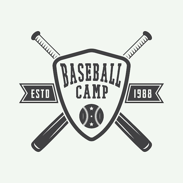 Logo vintage baseball, emblema, distintivo ed elementi di design. illustrazione vettoriale