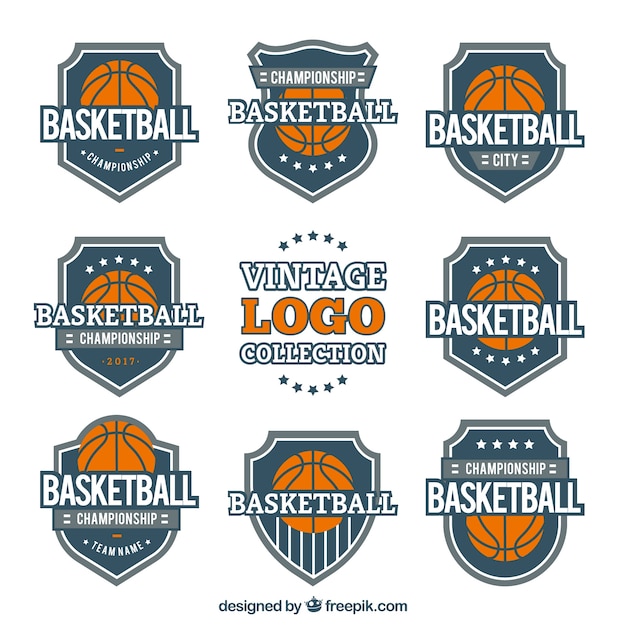 Vintage basketbal logo collectie