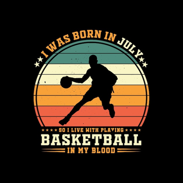 Vintage basketbal t-shirt design, basketbal in mijn bloed t-shirt design.