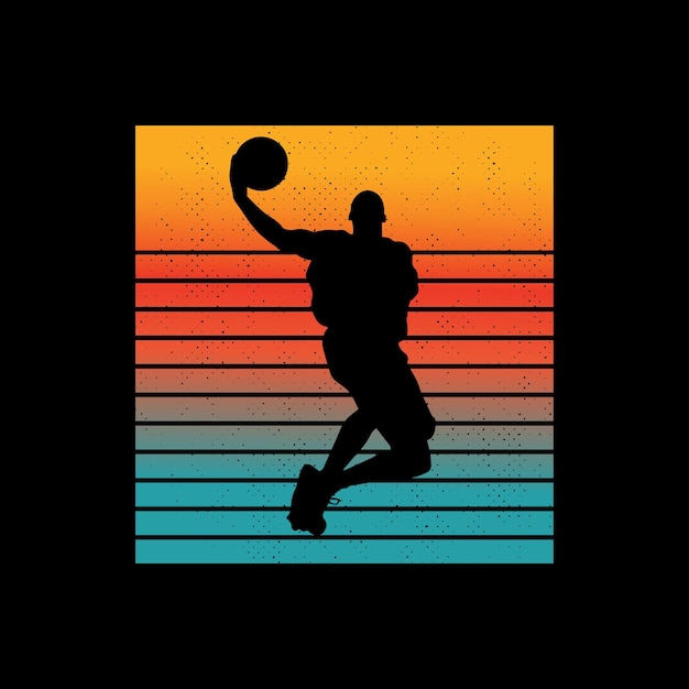 Vintage Basketball t-shirt design vector, basketball sunset design.