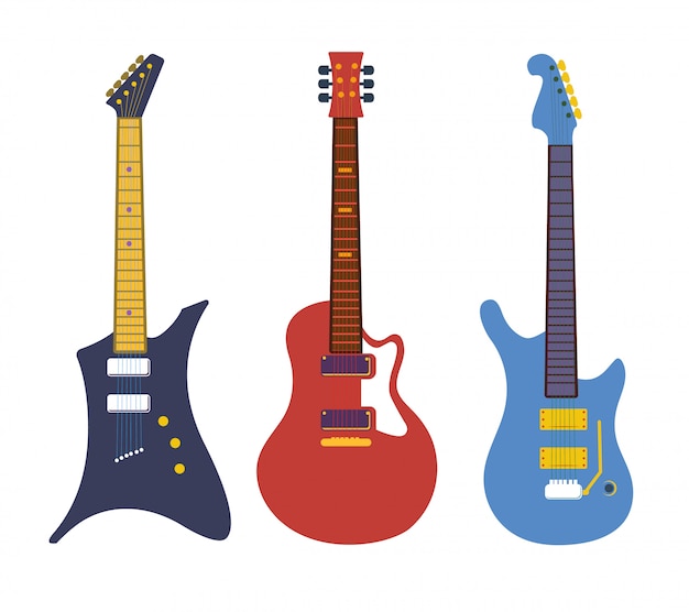 Vector vintage bass electric rock guitars